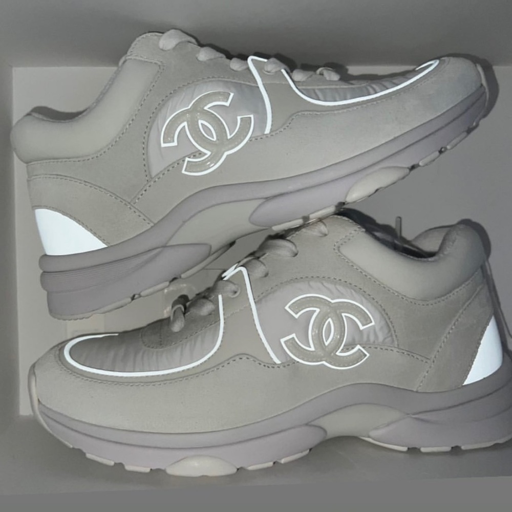Chanel all white sneakers